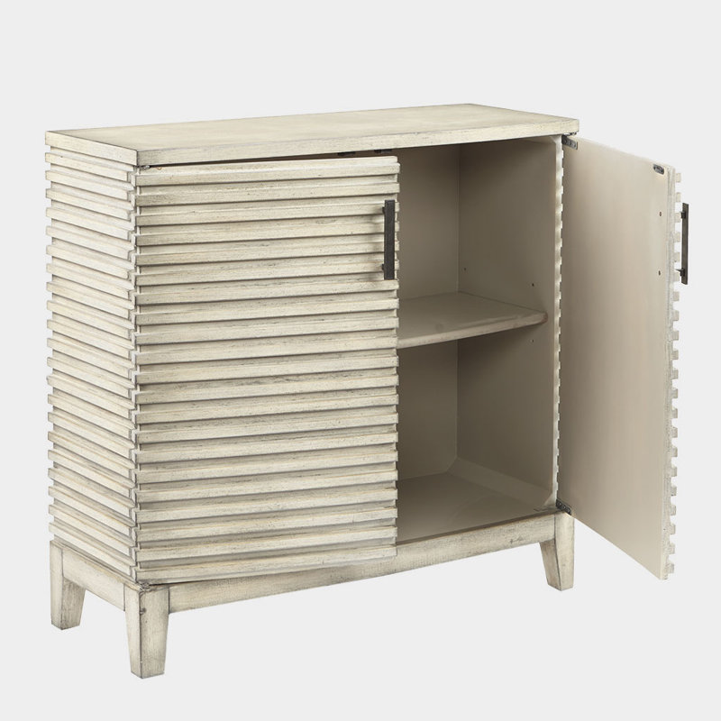 Cream Distressed Wood Modern Chest of Drawers
