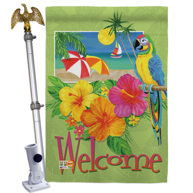 Ensemble de drapeaux en polyester 40 x 28 po Welcome Tropical