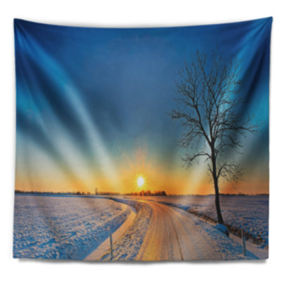 Tapisserie à coucher de soleil de soleil lointain avec accessoires suspendus inclus