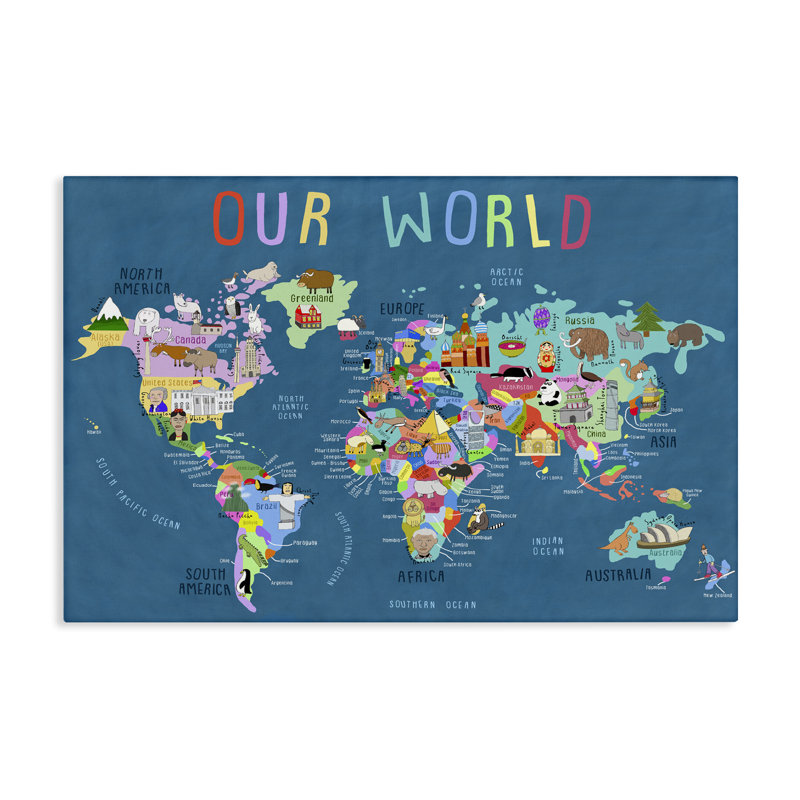 «Our World Map», art mural par Carla Daly, H 30 po x l 45 po