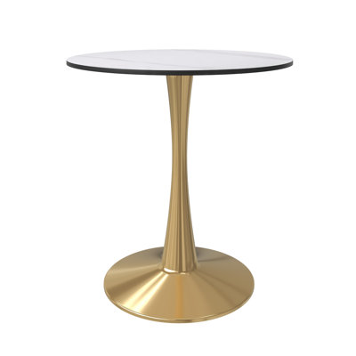Bristol 24" Round Dining Table With Sintered Stone Top And Stainless Steel Pedestal Base