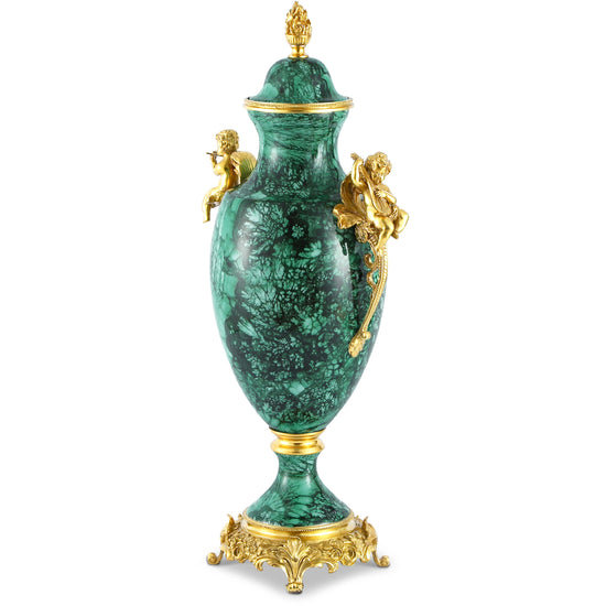 BuyU International Elegant & Stylish Decorative Louis XV Style Cherub Green Jar with Porcelain & Bronze for Home Decor | Wayfair