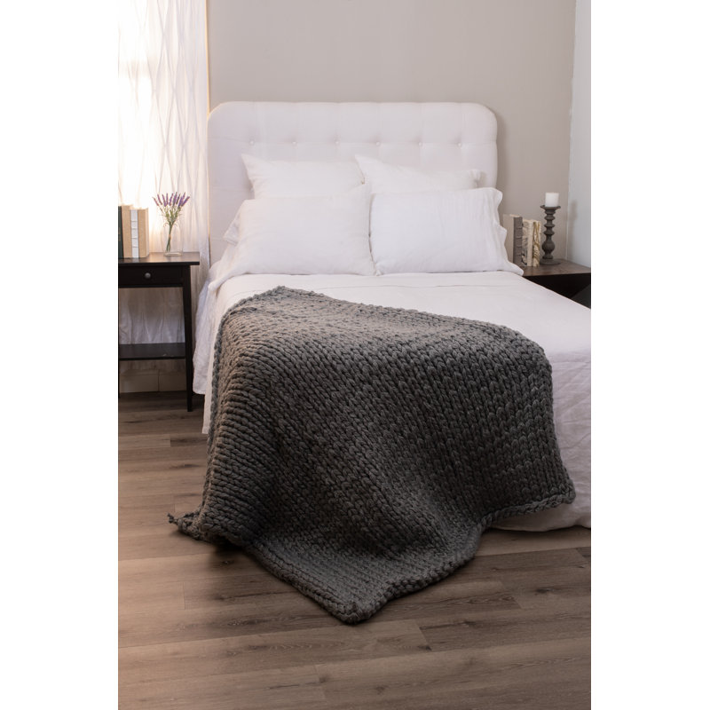 Zage Cable Knit Throw Blanket, Oak