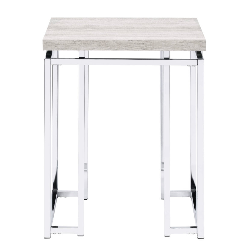 Table de bout moderne en chêne naturel avec structure en métal