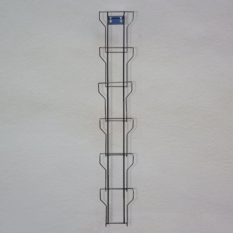 FixtureDisplays Vertical Wall Mounting 6 Pockets 4 X 6" Greeting Card Post Card Rack 4.7 X 2.2 X 30.3" With Slight Pocket Overlap 11713-4X6-BLK