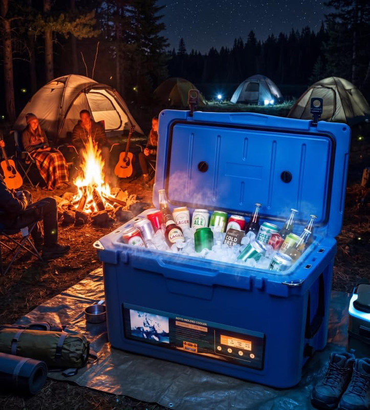 Glacière robuste de 45 pte, boîte de rétention de glace de 7 jours avec couvercle verrouillable et base antidérapante pour les aventures en plein air