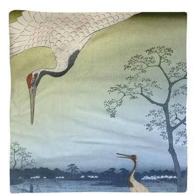 Serviette de coton 10 po japonaise grues Utagawa Hiroshige