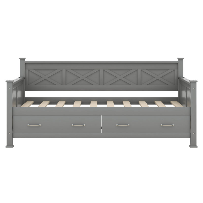 Eford Twin Size Daybed with 2 Large Drawers, Gray
