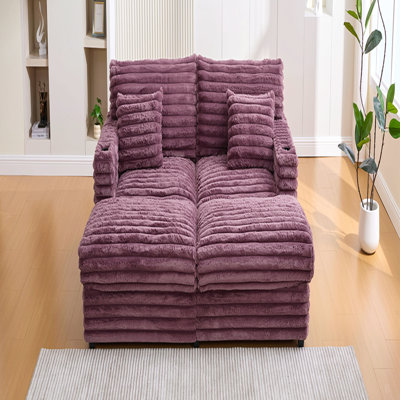 Très grand canapé-lit double de 82 po avec deux coussins, ports USB et porte-gobelets pour le salon