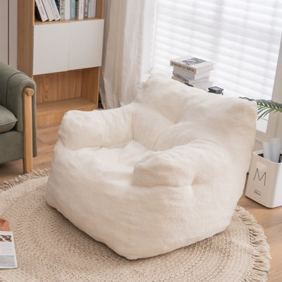 Compression Medium Adult Soft Teddy Fabric Bean Bag Chair With Foam Filled