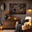 «Runed Sphere and Fire Phoenix in Dark Smoke», art mural sur toile-853516780