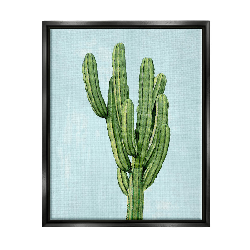 «Desert Cactus Blue Sky» par Mia Jensen, Cadre flottant noir de jais, H 31 po x l 25 po x P 1,7 po