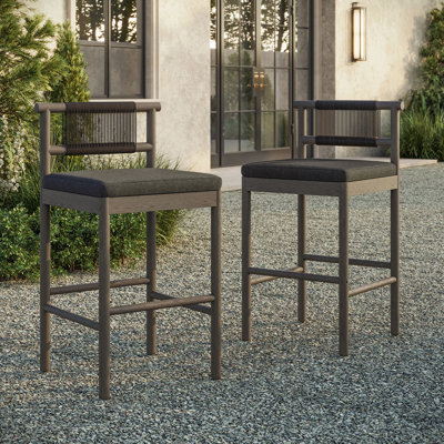 Ensemble de 2 tabourets de bar en bois de teck Akeya