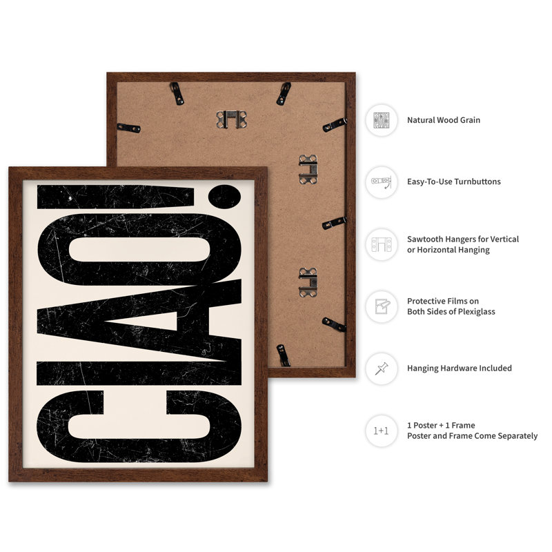 Ciao No3, Poster, Brown Framed, 11"H x 14"W