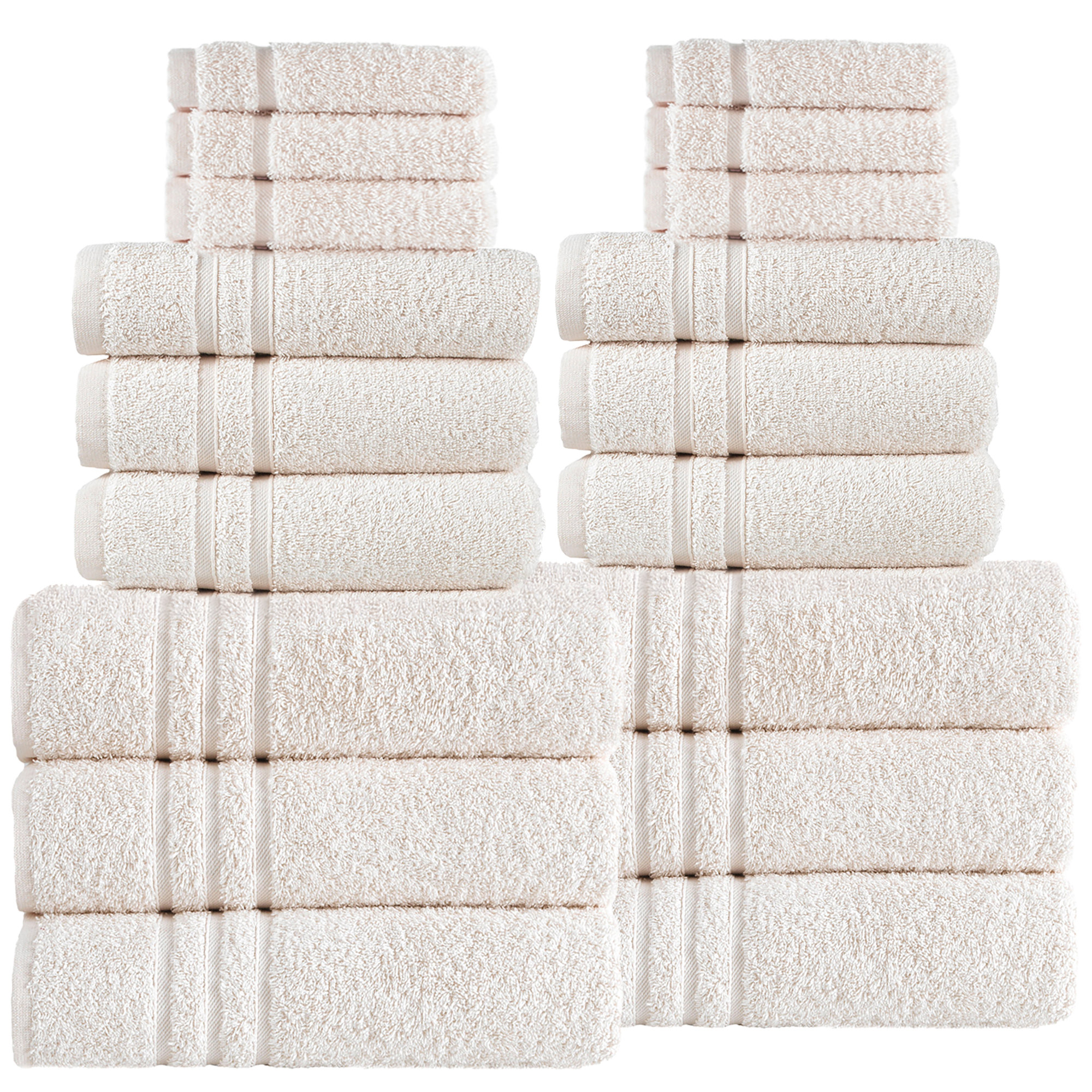 Hokku Designs 18 Piece Bath Towels Set for Bathroom Original Turkish ...
