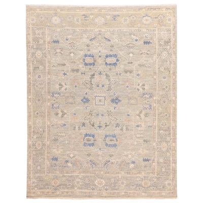 Tapis vert moderne Oushak 8 pi 0 po x 10 pi 3 po