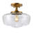 Tatem 14" 1-Light Modern Farmhouse Schoolhouse Glass/Metal LED Semi Flush Mount-508302456-448419110