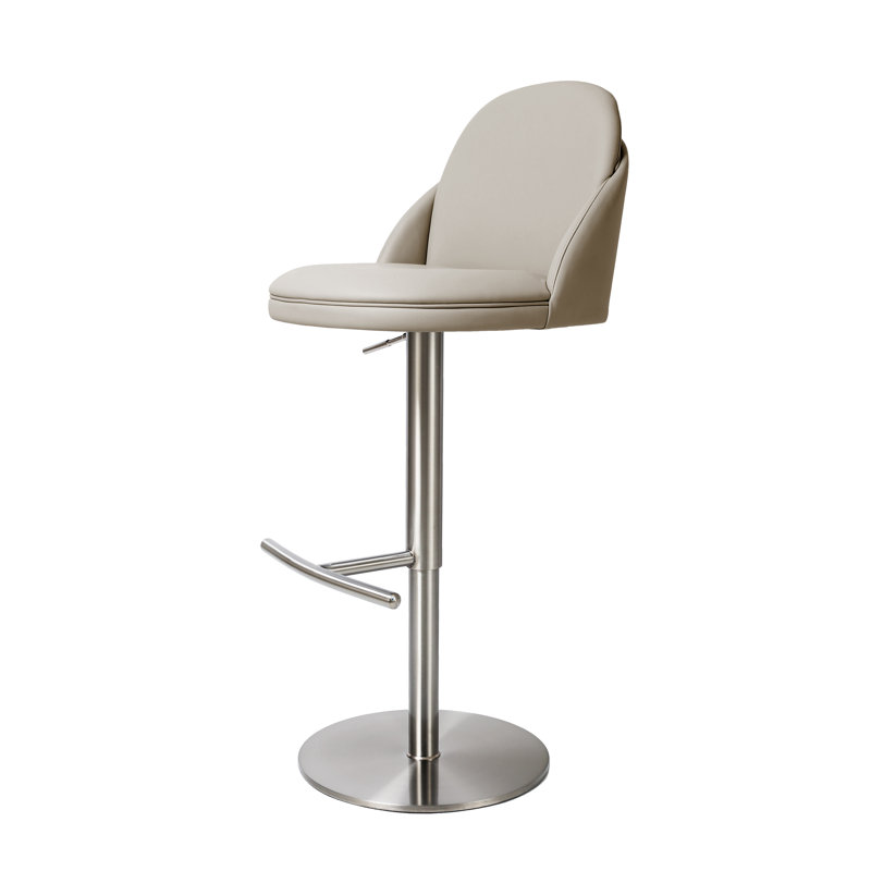 Tommy Swivel Upholstered Faux Leather Adjustable Height Counter Stool with Stainless Steel Frame