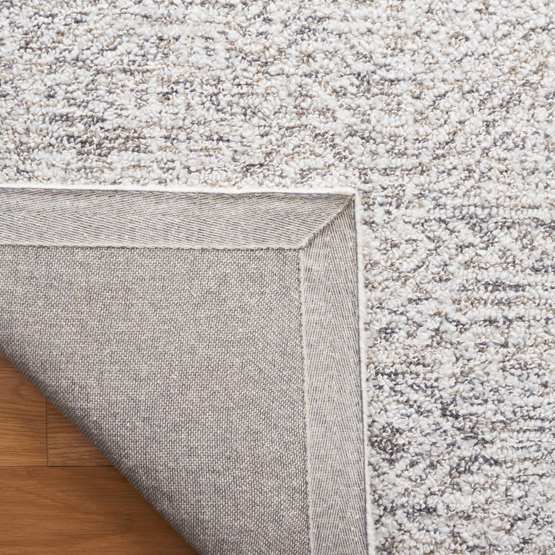 Tapis gris / ivoire en polyester touffeté à la main Innila, Tapis de couloir 2 pi 3 po x 9 pi