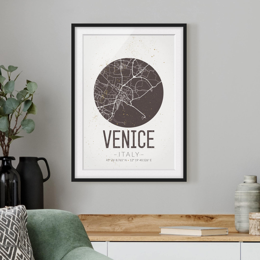 Poster Retro Venedig Straßenkarte