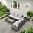 Outdoor Patio Sofa Set With Adjustable Reclining Backrest, Extendable Coffee Table With Ice Bucket, And Plush Cushions Weather-Resistant Wicker Sectional Sofa For Garden-522433048