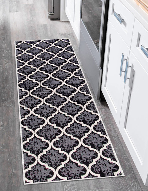 Tapis de cuisine antidérapant Soana, Treillis noir