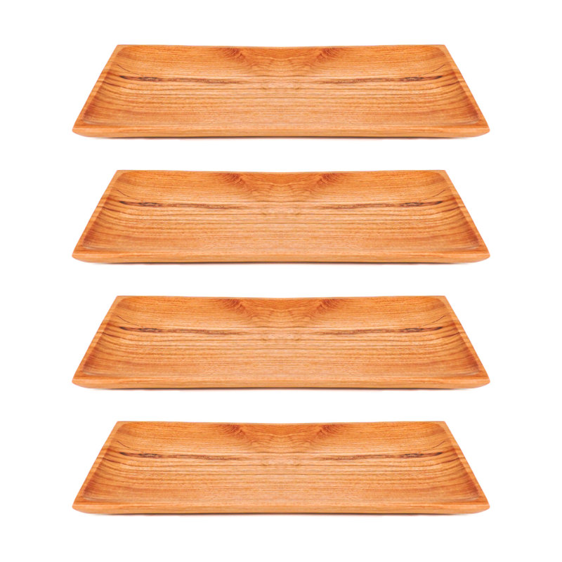 Rectangular Teak Wood Plate - Large (Set Of 4)