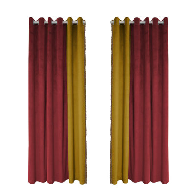 American Thick Velvet Red High-end Curtain Fabric Finished 2pc