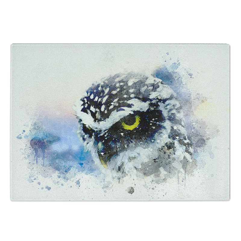 Tempered Glass Owl in Nepal Chopping Board, 39 cm W x 28.5 cm L
