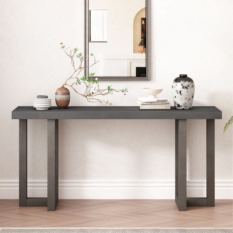 Console de conception géométrique avec pieds en pin massif, convient au vestibule, au couloir, au salon, à la chambre à coucher