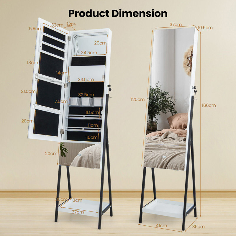 Areni Freestanding Jewelry Armoire, White