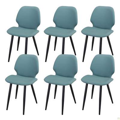 Chaise de salle à manger en cuir avec pieds en métal, ensemble de 6 chaises rembourrées en forme de coquillage