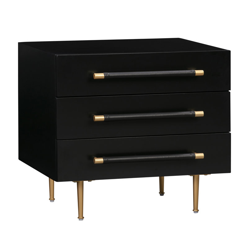 Trident-Nightstand-UK 71.1cm W Acacia,Iron,MDF Bedside Table