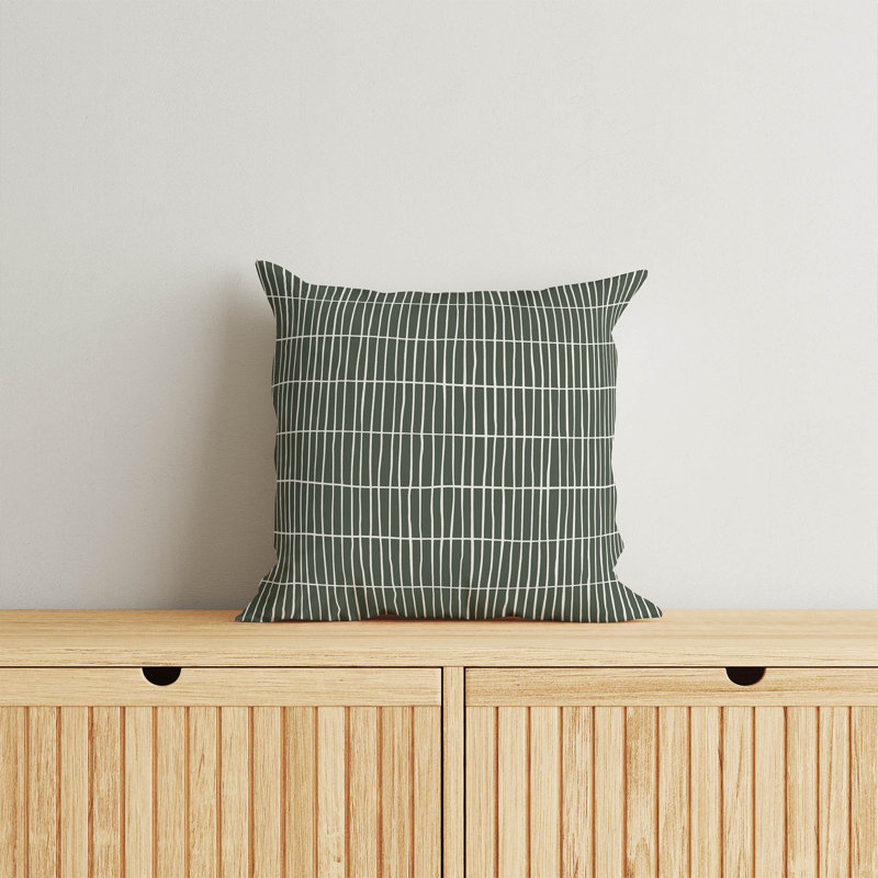 Coussin Snow Fence, Chimichurri / géométrique vert, H 26 po x l 26 po