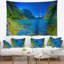 Vue panoramique en polyester du tapisserie fjord norvégien avec accessoires suspendus inclus-28500062