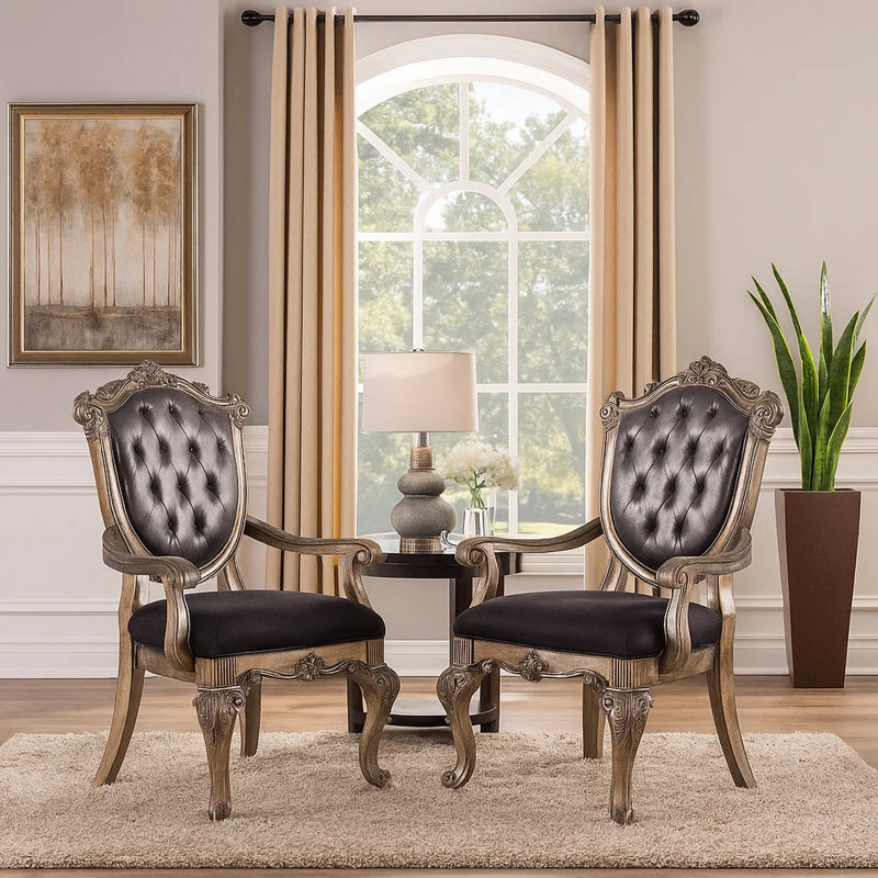 Chaise avec accoudoirs capitonnée Bayleen, Gris, Brown