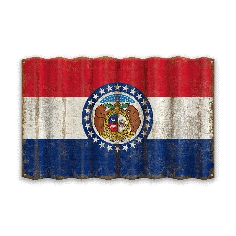 Décoration murale Retro State Pride: drapeau en aluminium vieilli, Missouri