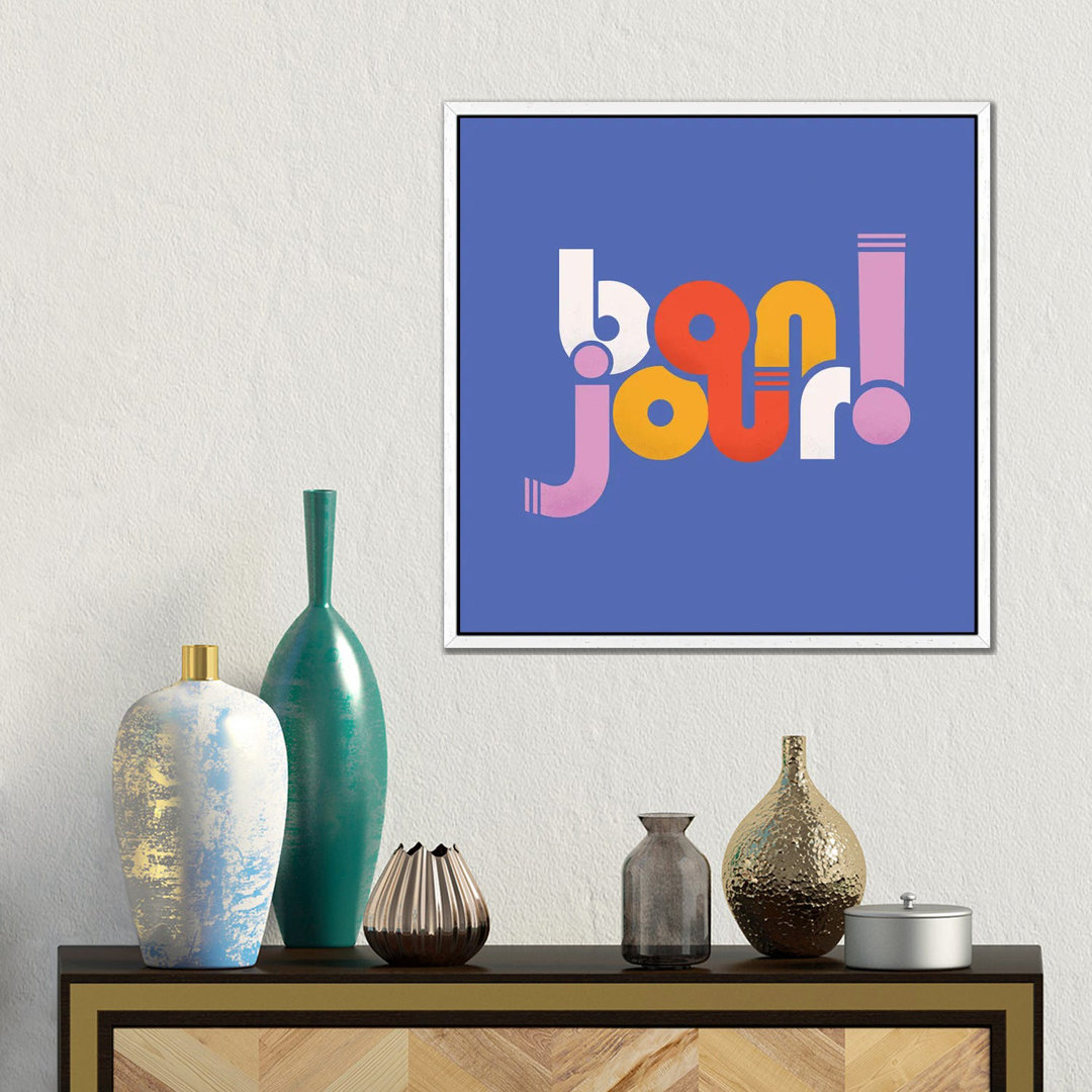 Bonjour French Typography I von Show Me Mars - Gallery-Wrapped Canvas Giclée