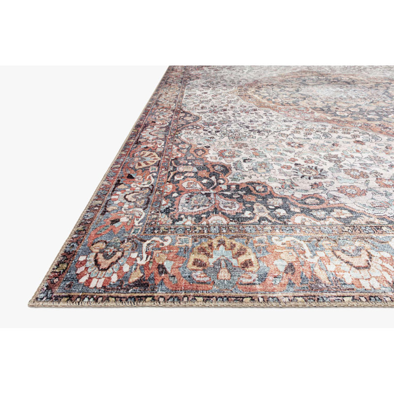 Tissage oriental à la machine carré 1 pi 6 po x 1 pi 6 po rouge/bleu/gris tapis décoratif Vache