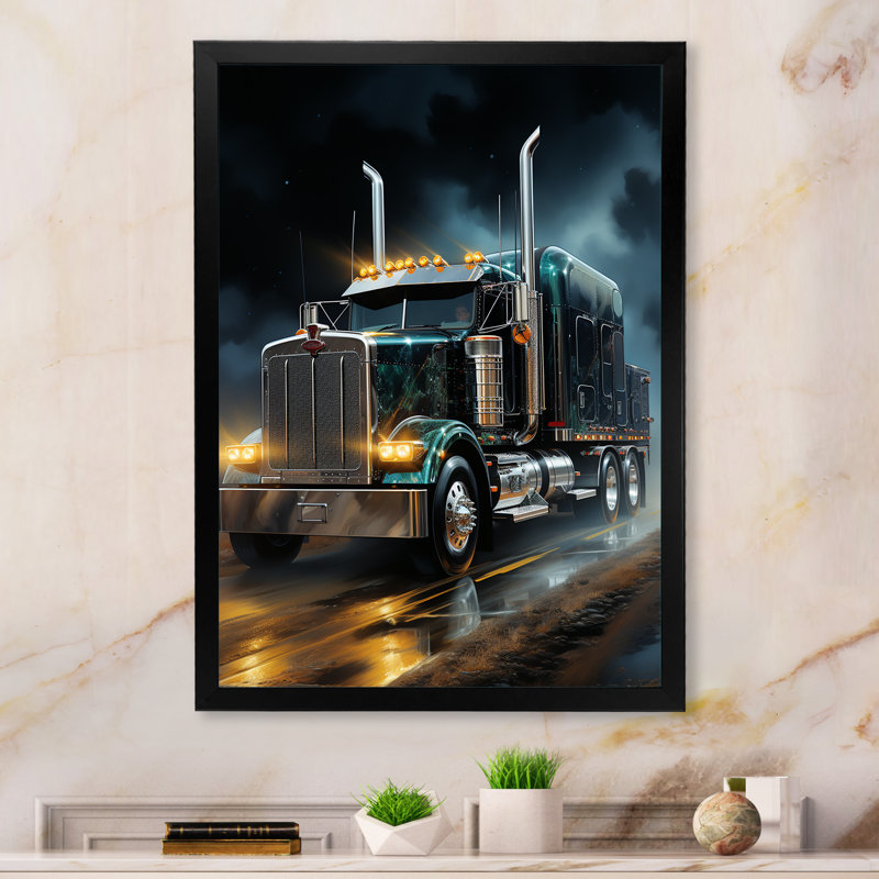 Semi-remorque de minuit - art mural camion, Cadre photo noir, H 20 po x l 12 po x P 1 po
