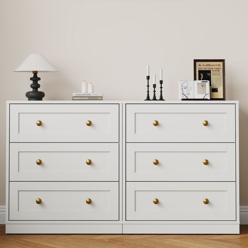 Large Nightstand With 3 Spacious Drawers,Set of 2, White