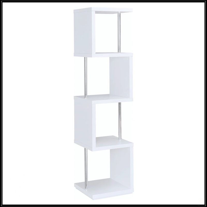 4-Tier Bookcase, White/Chrome