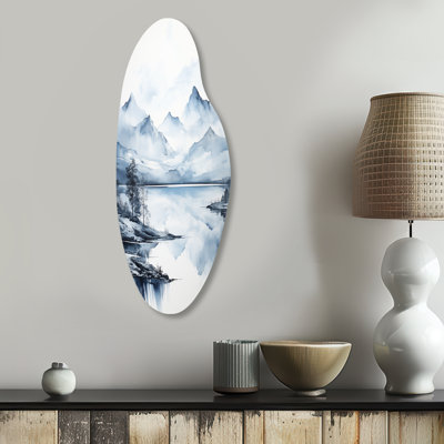 Grey Blue Minimalism Forest Reflections I - Minimalism Curved Shape Metal Wall Sculpture
