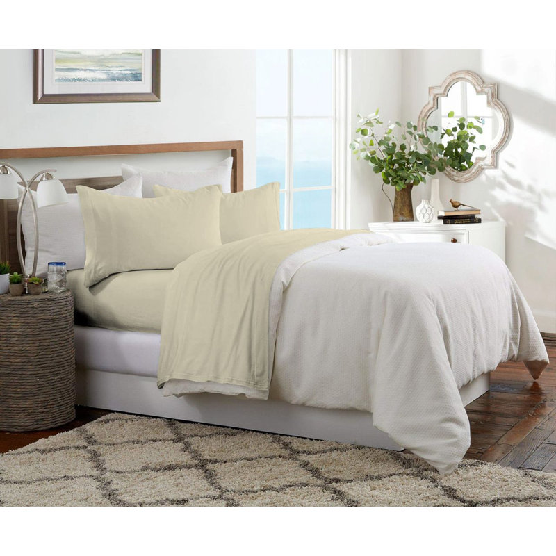 Brooklyn Flat Jersey Knit Sheet Set, King Sheet Set with 2 Pillowcases , Gray