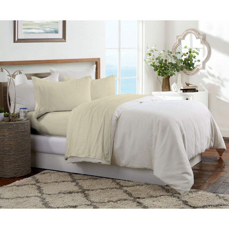 Brooklyn Flat Jersey Knit Sheet Set, Gray, Full Sheet Set with 2 Pillowcases