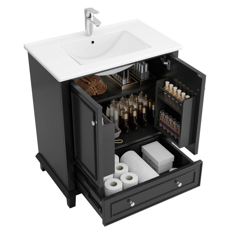 76 mm Freestanding Bathroom Vanity, Black