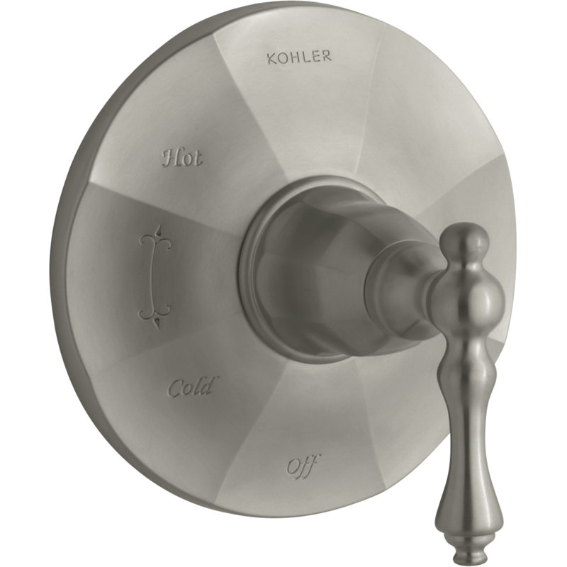 Garniture de valve Kohler Kelston Rite-Temp avec poignée levier, Nickel brossé éclatant