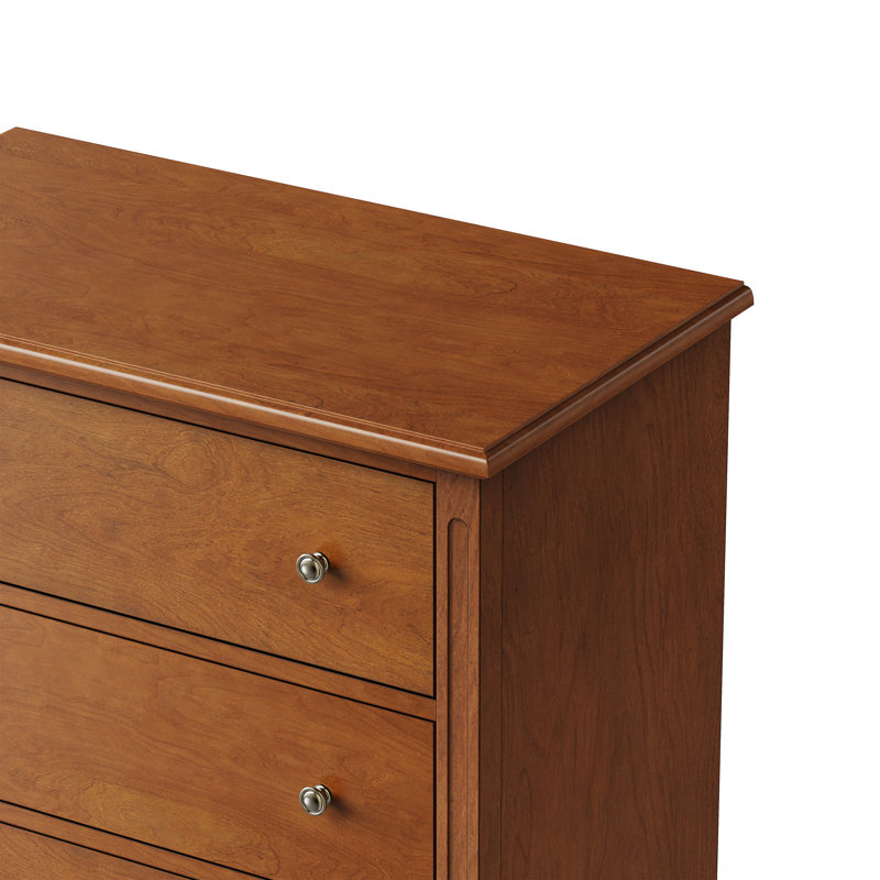 Commode 5 tiroirs en bois massif, Brun