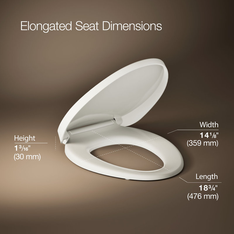 Purewarmth Heated Quiet-Close Elongated Toilet Seat with LED Nightlight, Biscuit