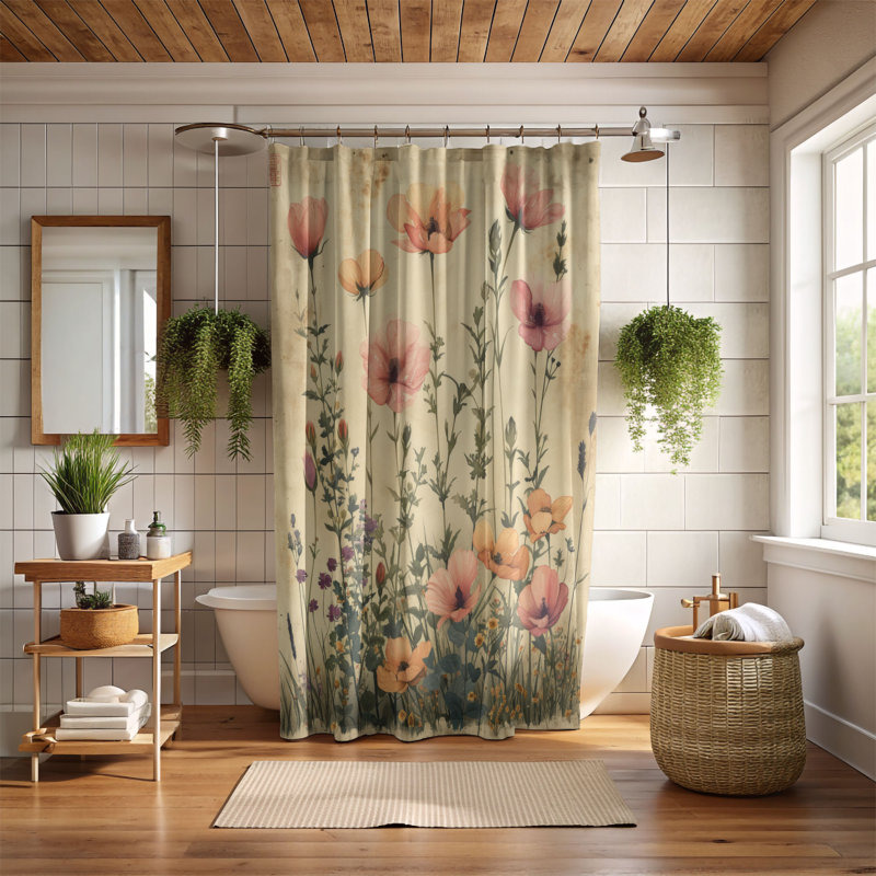 Rideau de douche standard 1 pièce Old Garden, H 74 po x l 40 po
